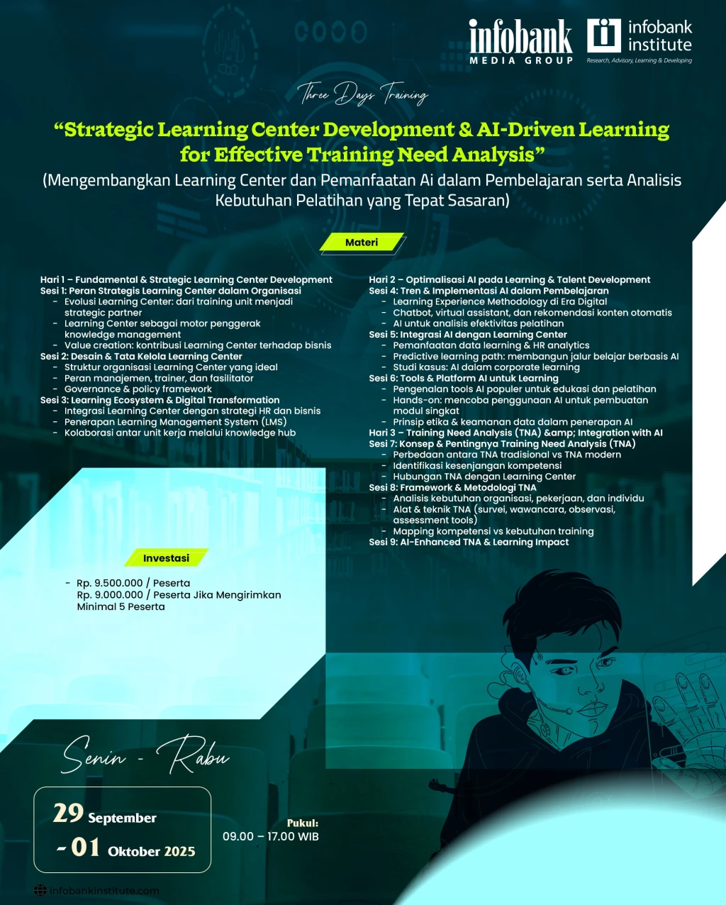 "Strategic Learning Center Development & AI-Driven Learning for Effective Training Need Analysis" (Mengembangkan Learning Center dan Pemanfaatan AI dalam Pembelajaran serta Analisis Kebutuhan Pelatihan yang Tepat Sasaran)