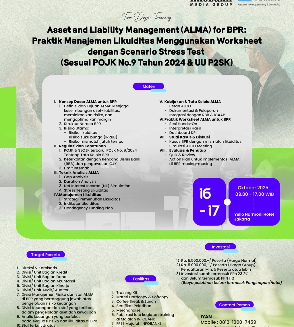 Asset and Liability Management ALMA for BPR Praktik Mananjemen Likuiditas Menggunakan Worksheet dengan Scenario Stress Test Sesuai  POJK No9 Tahun 2024  UU P2SK