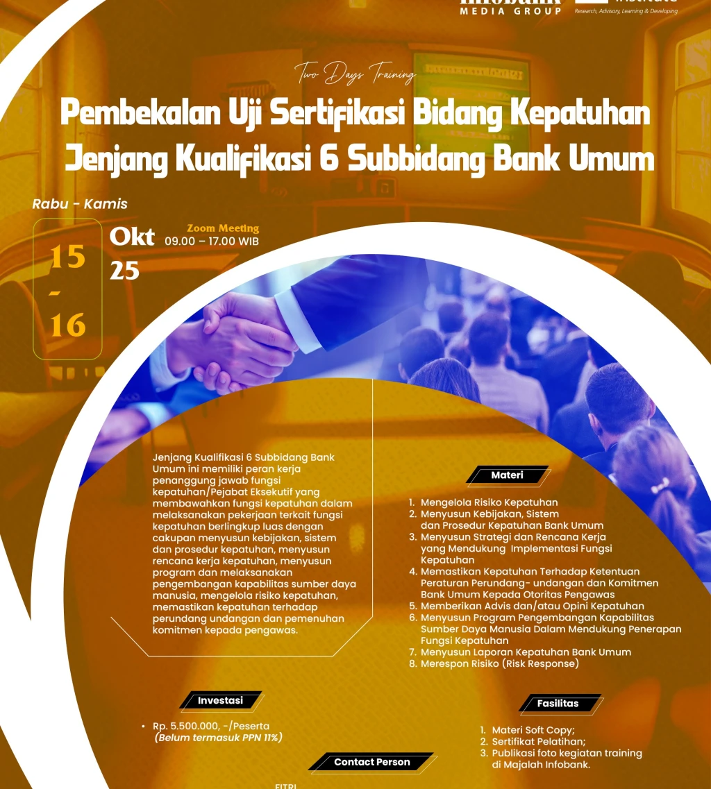 Pembekalan Uji Sertifikasi Bidang Kepatuhan Jenjang Kualifikasi 6 Subbidang Bank Umum