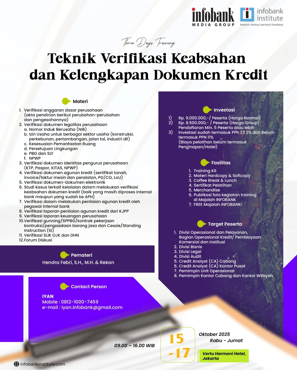 Teknik Verifikasi Keabsahan dan Kelengkapan Dokumen Kredit 