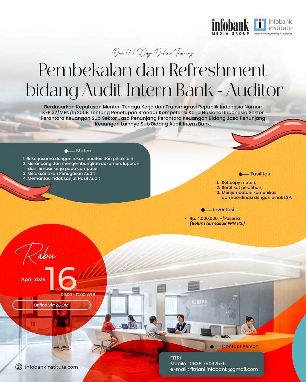 Pembekalan dan Refreshment bidang Audit Intern Bank - Auditor