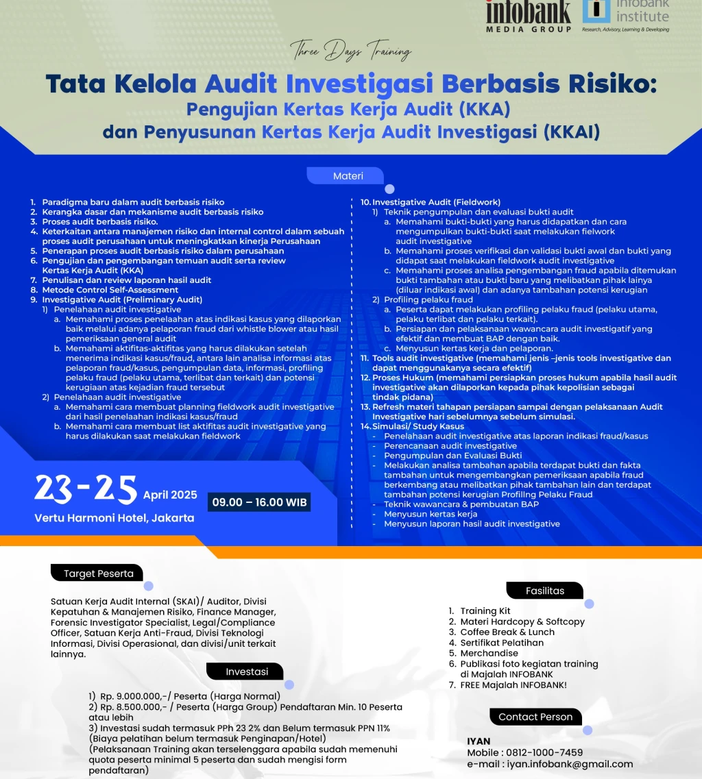 Tata Kelola Audit Investigasi Berbasis Risiko Pengujian Kertas Kerja Audit KKA dan Penyusunan Kertas Kerja Audit Investigasi KKAI
