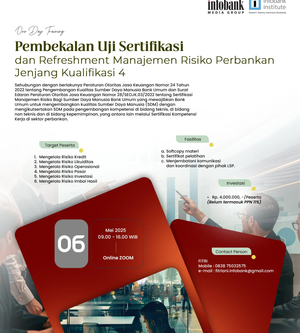 Pembekalan Uji Sertifikasi dan Refreshment Manajemen Risiko Perbankan Jenjang Kualifikasi 4