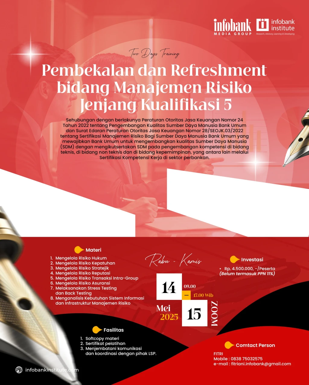 Pembekalan dan Refreshment bidang Manajemen Risiko Jenjang Kualifikasi 5