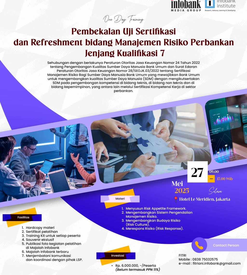 Pembekalan Uji Sertifikasi dan Refreshment bidang Manajemen Risiko Perbankan Jenjang Kualifikasi 7