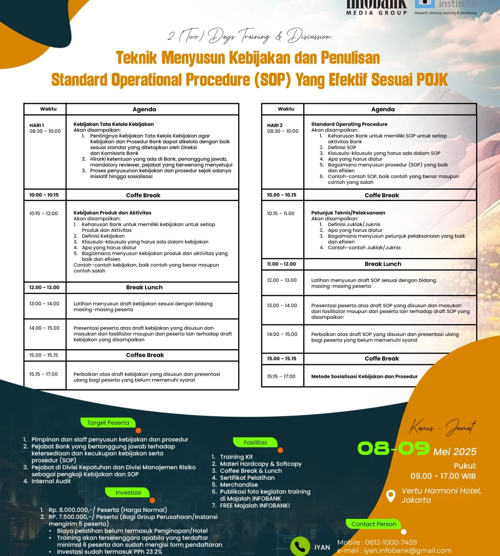 Teknik Menyusun Kebijakan dan Penulisan SOP yang Efektif Sesuai POJK 