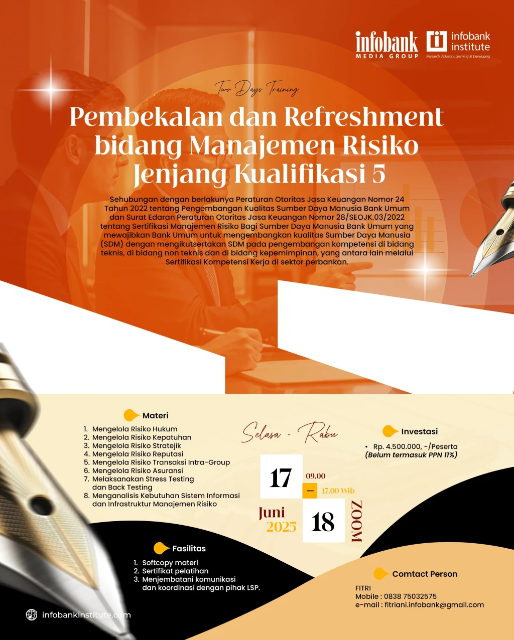 Pembekalan dan Refreshment bidang Manajemen Risiko Jenjang Kualifikasi 5