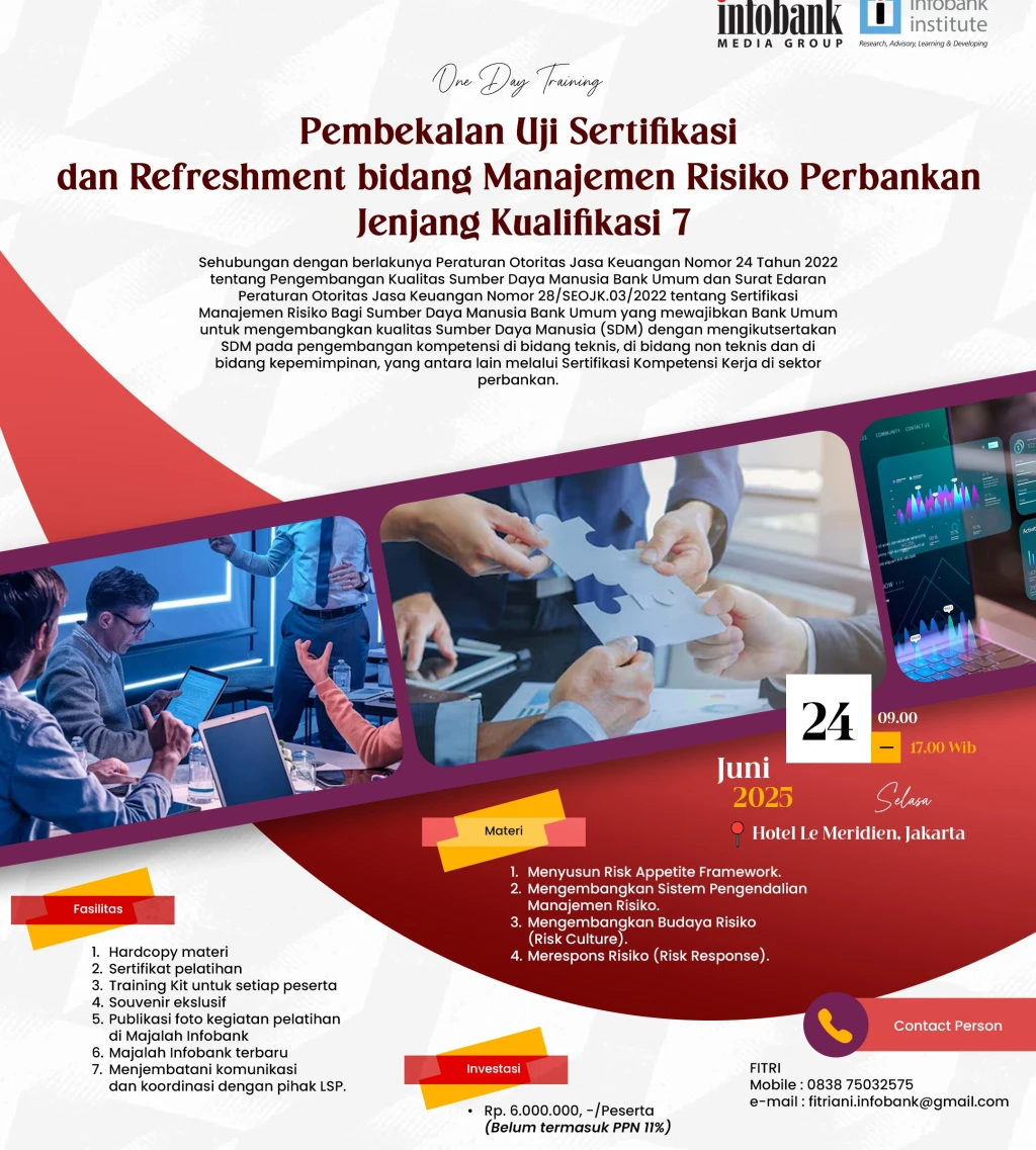 Pembekalan Uji Sertifikasi dan Refreshment bidang Manajemen Risiko Perbankan Jenjang Kualifikasi 7