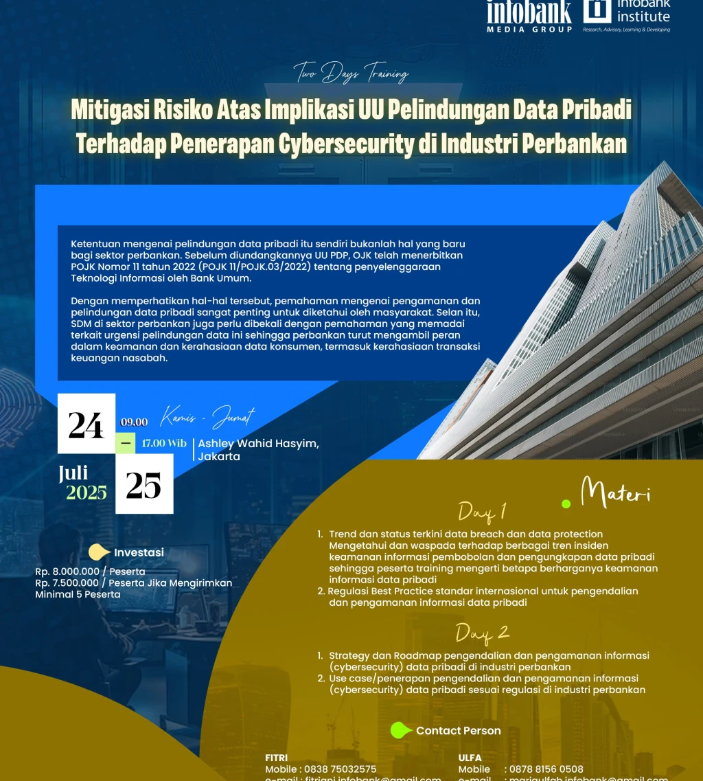 Mitigasi Risiko Atas Implikasi UU Pelindungan Data Pribadi Terhadap Penerapan Cybersecurity di Industri Perbankan
