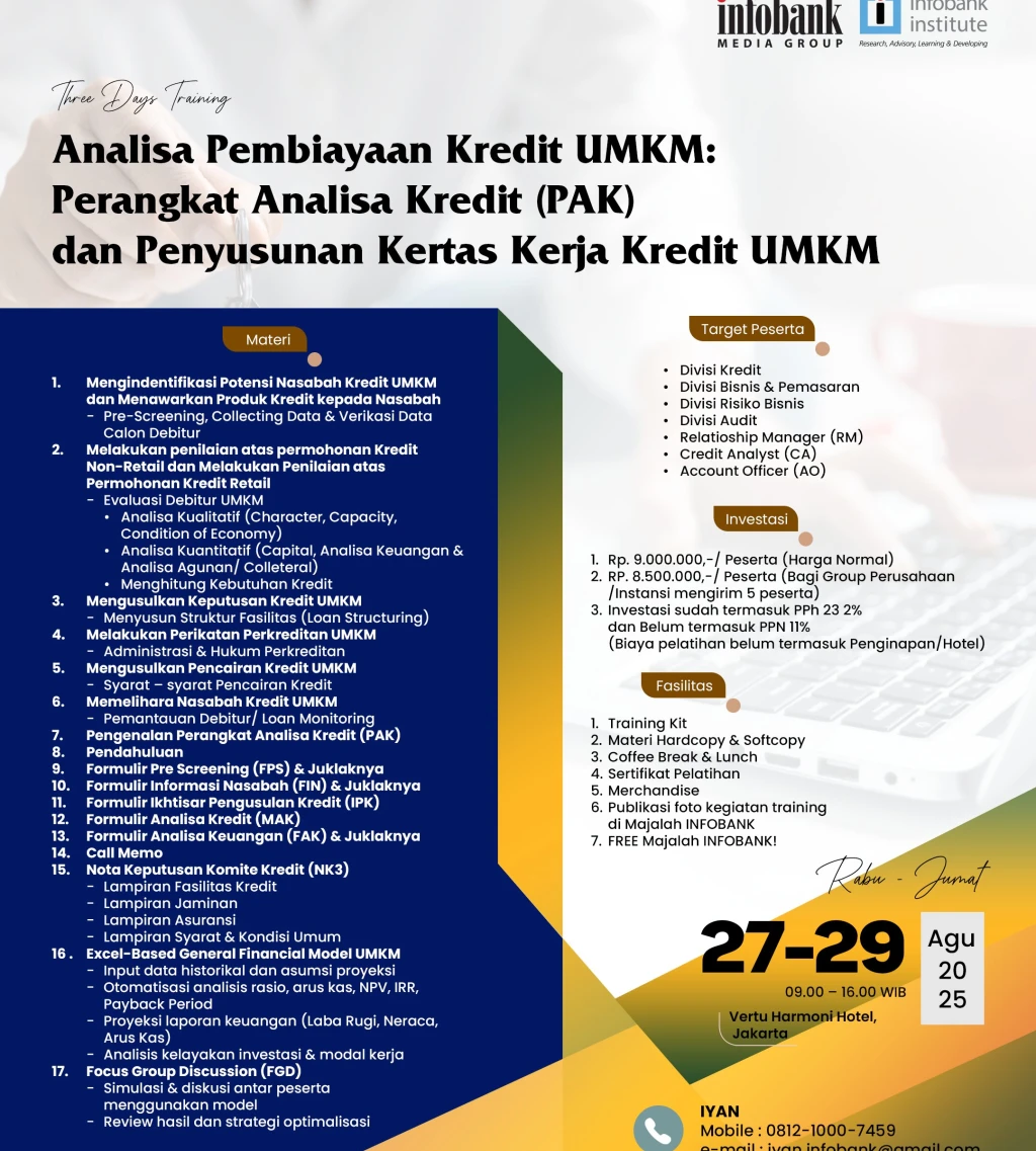 Analisa Pembiayaan Kredit UMKM Perangkat Analisa Kredit PAK dan Penyusunan Kertas Kerja Kredit UMKM