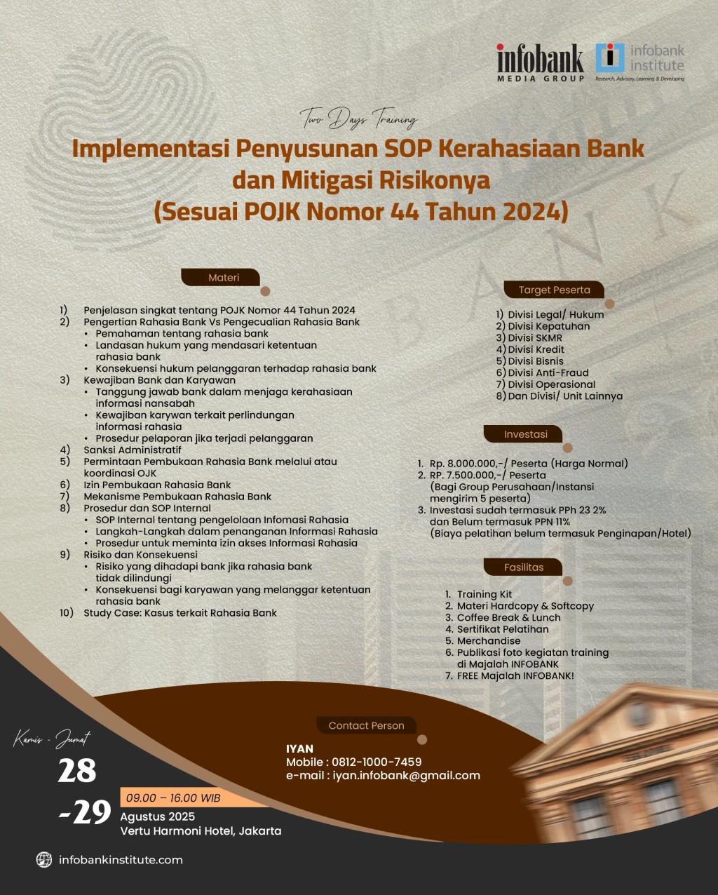 Implementasi Penyusunan SOP Kerahasiaan Bank dan Mitigasi Risikonya (Sesuai POJK Nomor 44 Tahun 2024)