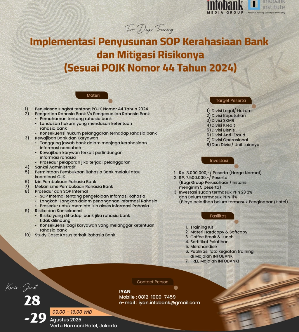 Implementasi Penyusunan SOP Kerahasiaan Bank dan Mitigasi Risikonya Sesuai POJK Nomor 44 Tahun 2024