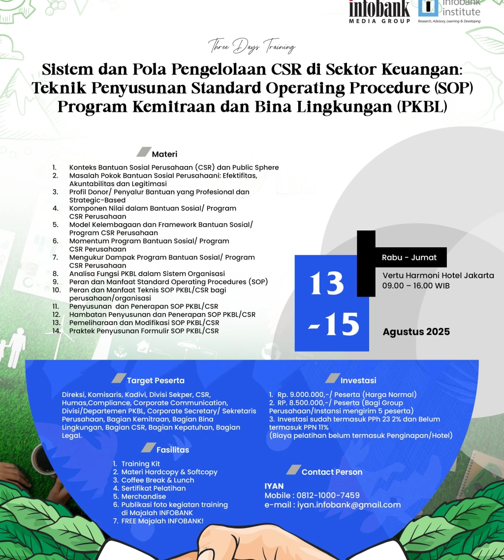 Sistem dan Pola Pengelolaan CSR di Sektor Keuangan Teknik Penyesunan Standard Operating Procedure SOP Program Kemitraan dan Bina Lingkungan PKBL