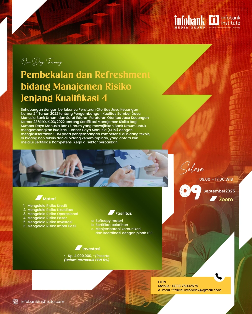 Pembekalan dan Refreshment Bidang Manajemen Risiko Jenjang Kualifikasi 4 