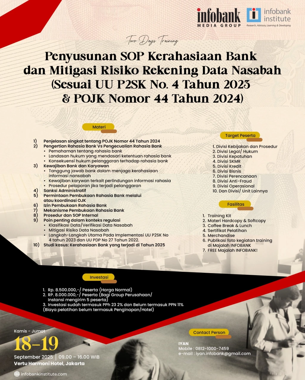 Penyusunan SOP Kerahasiaan Bank dan Mitigasi Risiko Rekening Data Nasabah (Sesuai UU P2SK No. 4 Tahun 2023 & POJK Nomor 44 Tahun 2024)