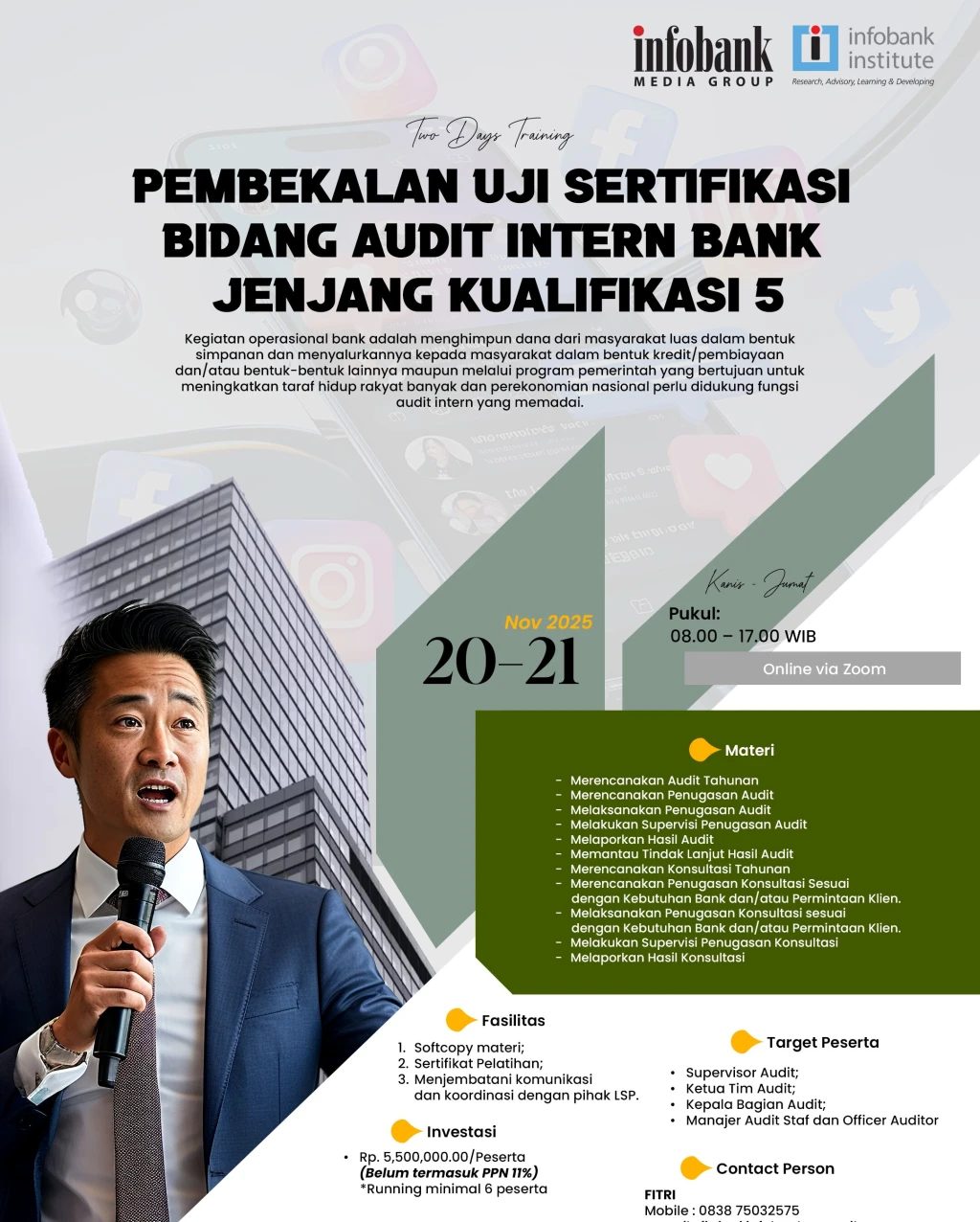 Pembekalan Uji Sertifikasi Bidang Audit Intern Bank Jenjang Kualifikasi 5 