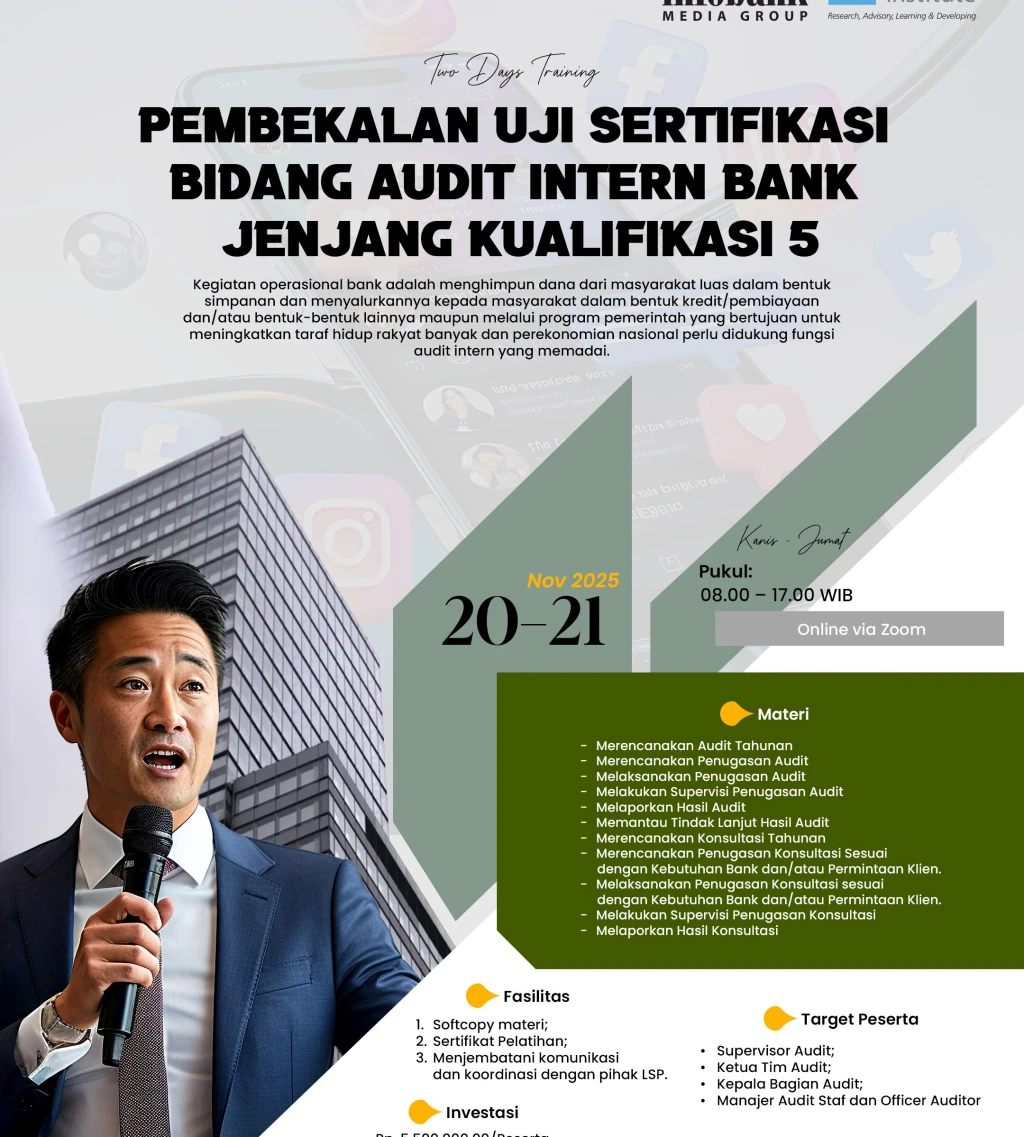 Pembekalan Uji Sertifikasi Bidang Audit Intern Bank Jenjang Kualifikasi 5 