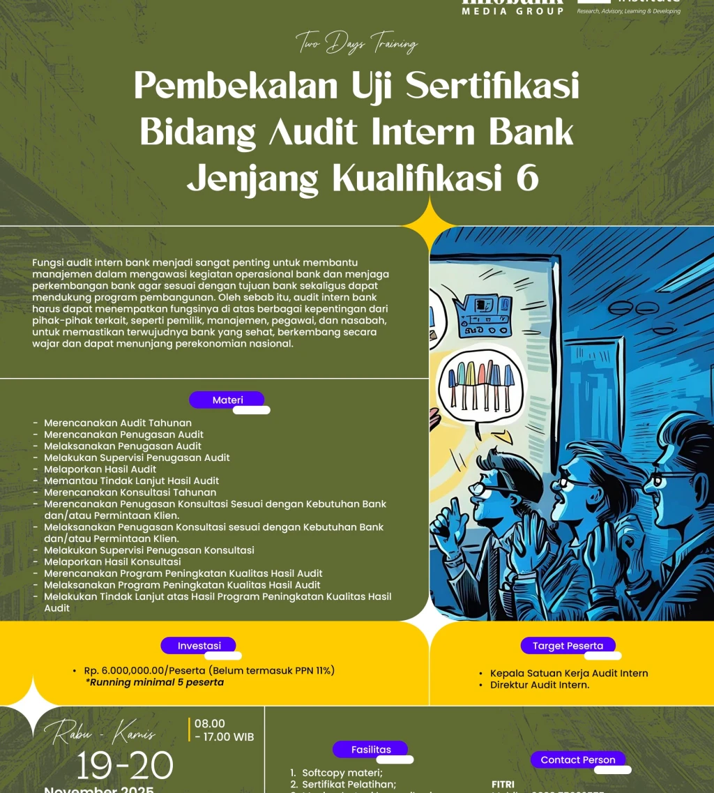 Pembekalan Uji Sertifikasi Bidang Audit Intern Bank Jenjang Kualifikasi 6