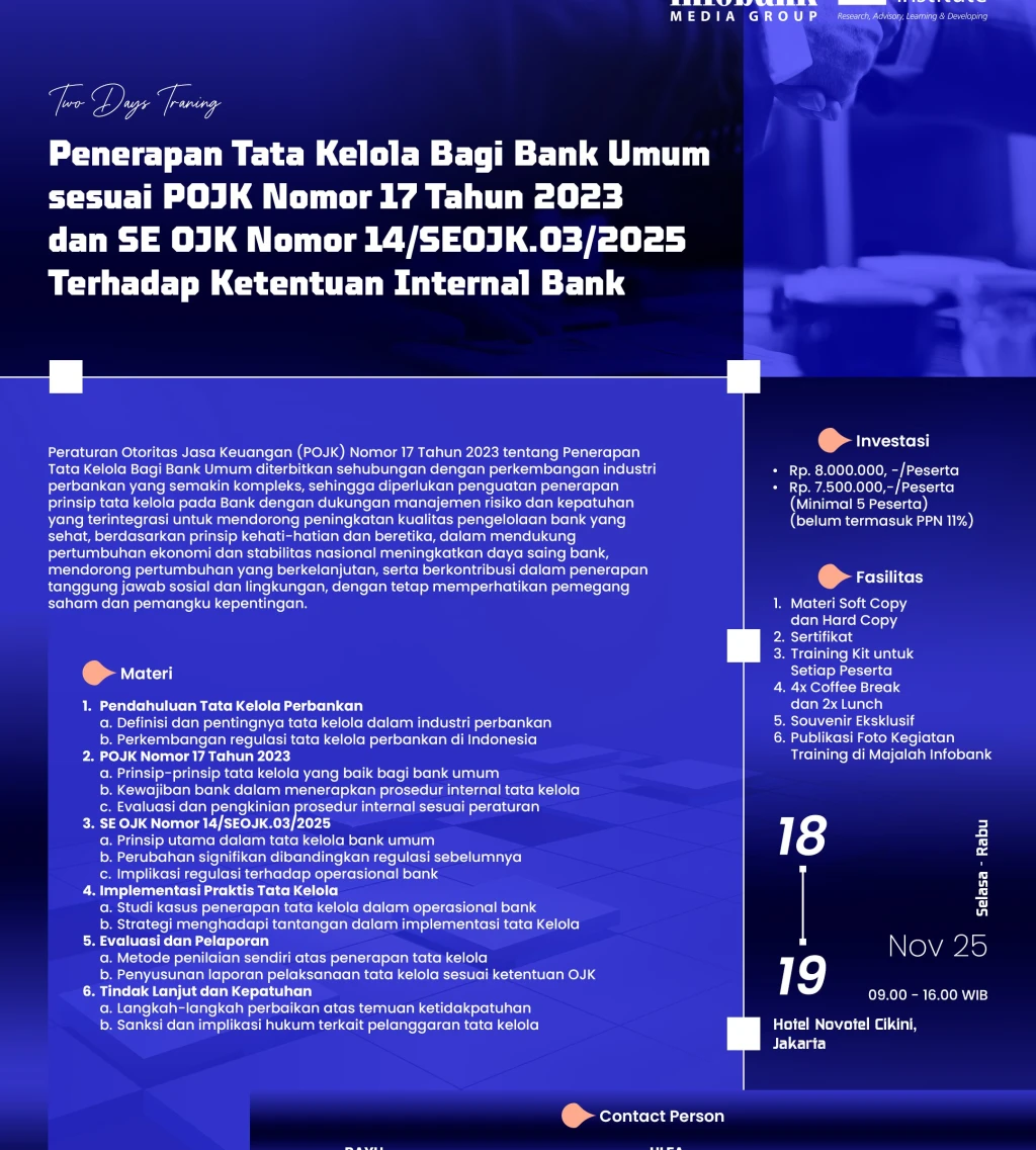 Penerapan Tata Kelola Bagi Bank Umum sesuai POJK Nomor 17 Tahun 2023 dan SE OJK Nomor 14SEOJK032025 Terhadap Ketentuan Internal Bank