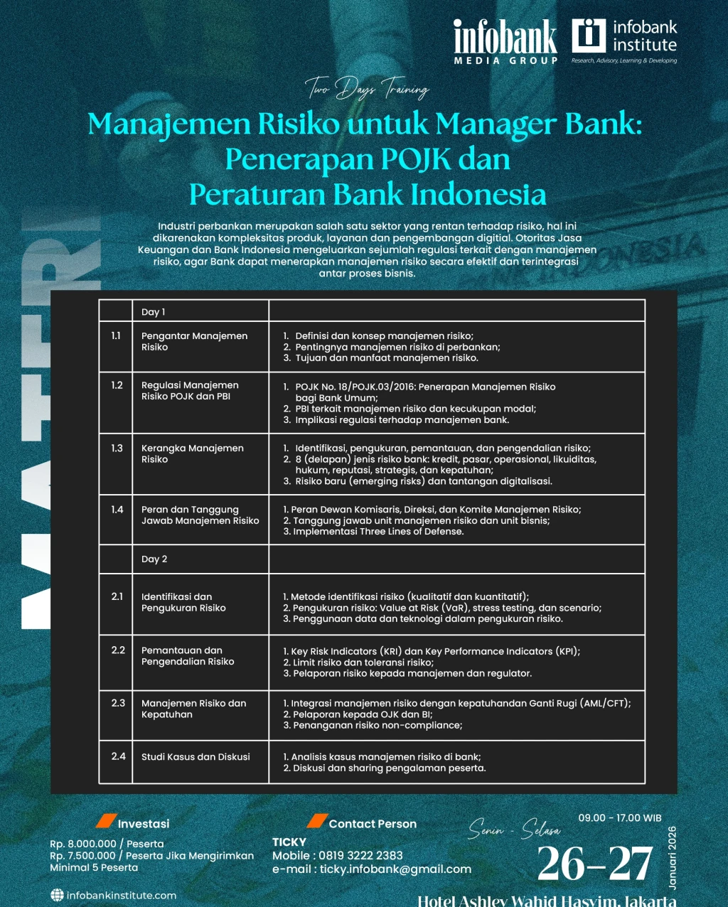 Manajemen Risiko untuk Manager Bank: Penerapan POJK dan Peraturan Bank Indonesia