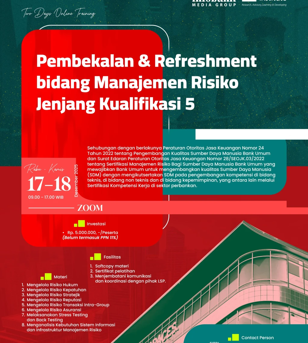 Pembekalan & Refreshment bidang Manajemen Risiko Jenjang Kualifikasi 5  