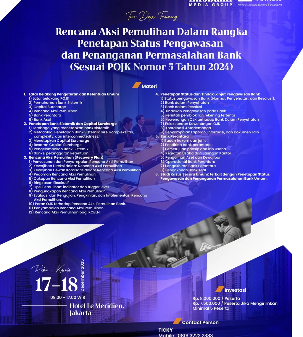 Rencana Aksi Pemulihan Dalam Rangka Penetapan Status Pengawasan dan Penanganan Permasalahan Bank Sesuai POJK Nomor 5 Tahun 2024