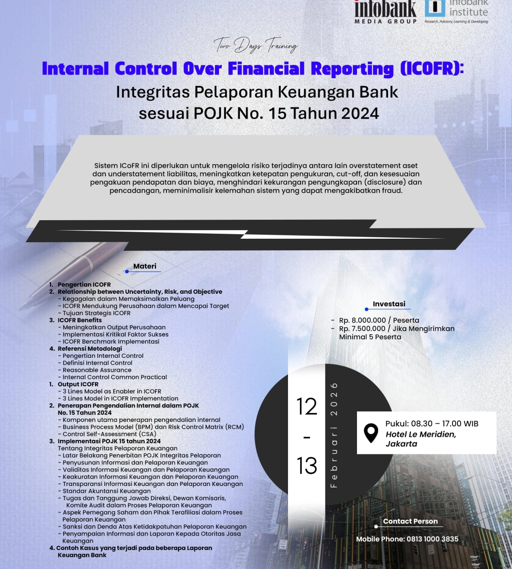 Internal Control Over Financial Reporting ICOFR Integritas Pelaporan Keuangan Bank sesuai POJK No 15 Tahun 2024