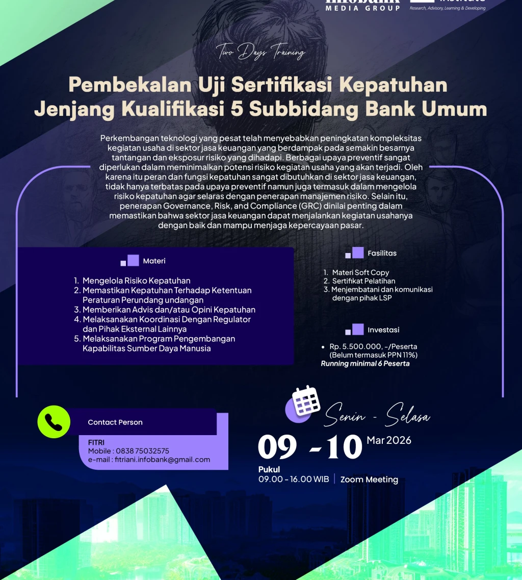 Pembekalan Uji Sertifikasi Kepatuhan Jenjang Kualifikasi 5 Subbidang Bank Umum