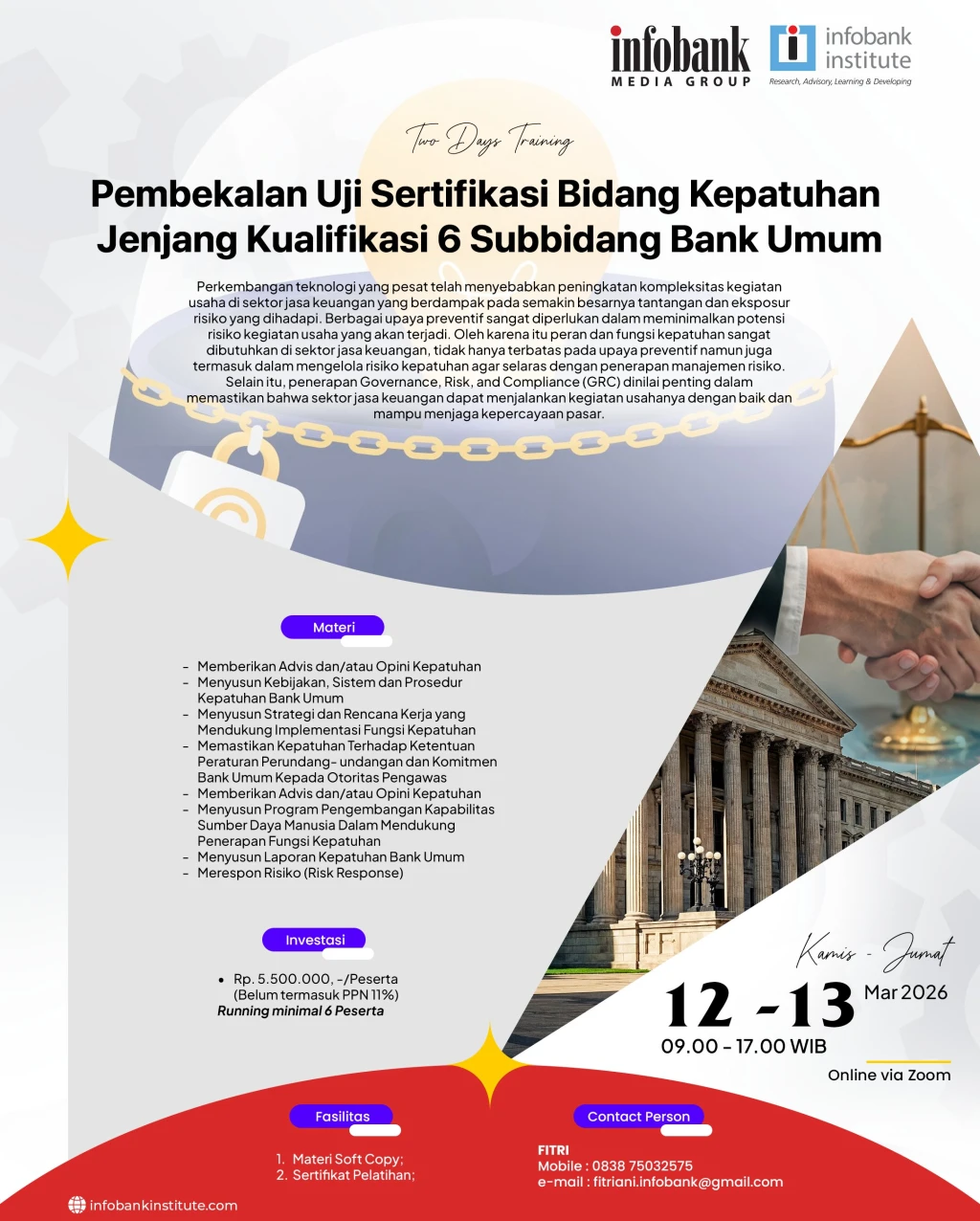 Pembekalan Uji Sertifikasi Bidang Kepatuhan Jenjang Kualifikasi 6 Subbidang Bank Umum