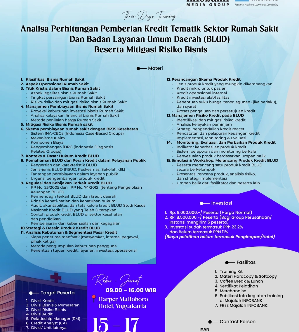 Analisa Perhitungan Pemberian Kredit Tematik Sektor Rumah Sakit dan Badan Layanan Umum Daerah BLUD Beserta Mitigasi Risiko Bisinis 