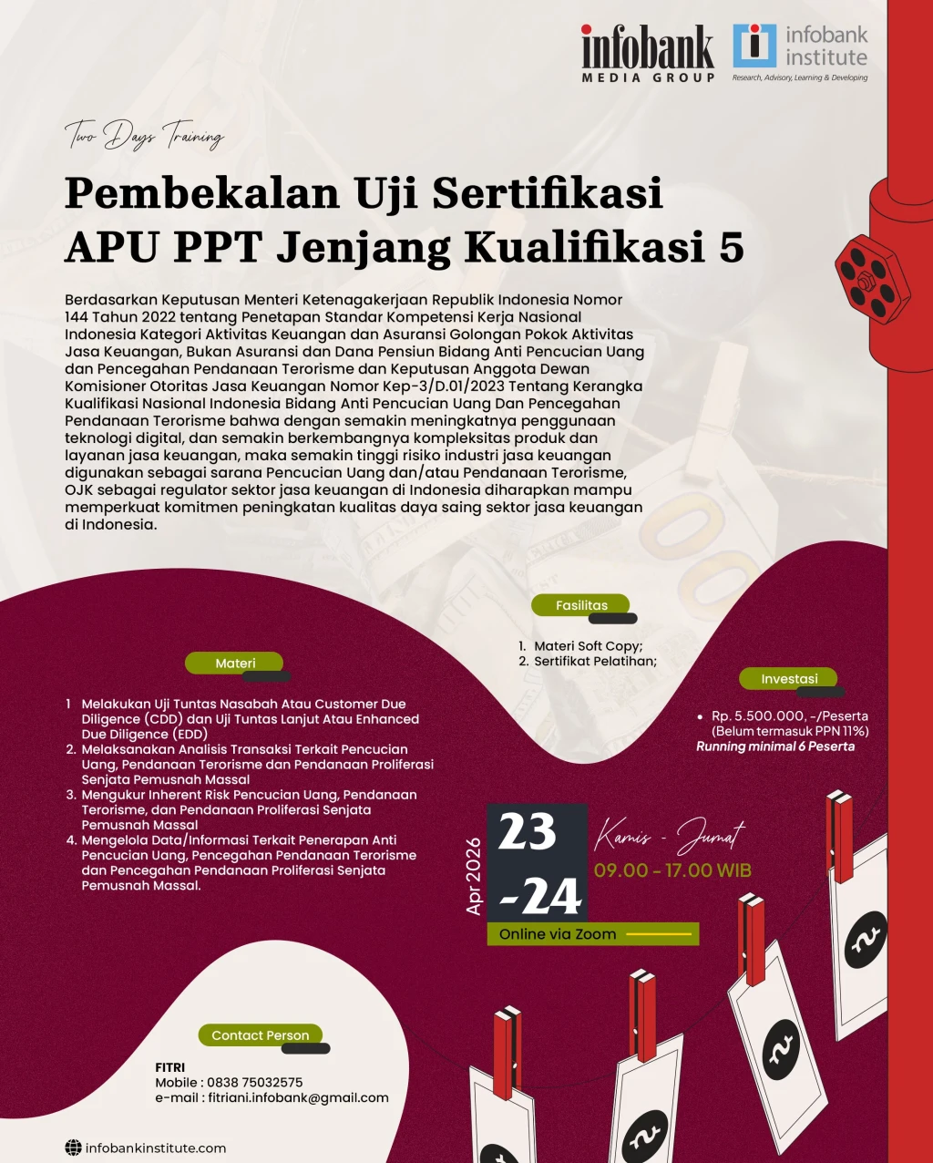 Pembekalan Uji Sertifikasi APU PPT Jenjang Kualifikasi 5