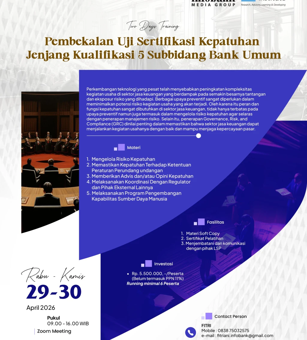 Pembekalan Uji Sertifikasi Kepatuhan Jenjang Kualifikasi 5 Subbidang Bank Umum