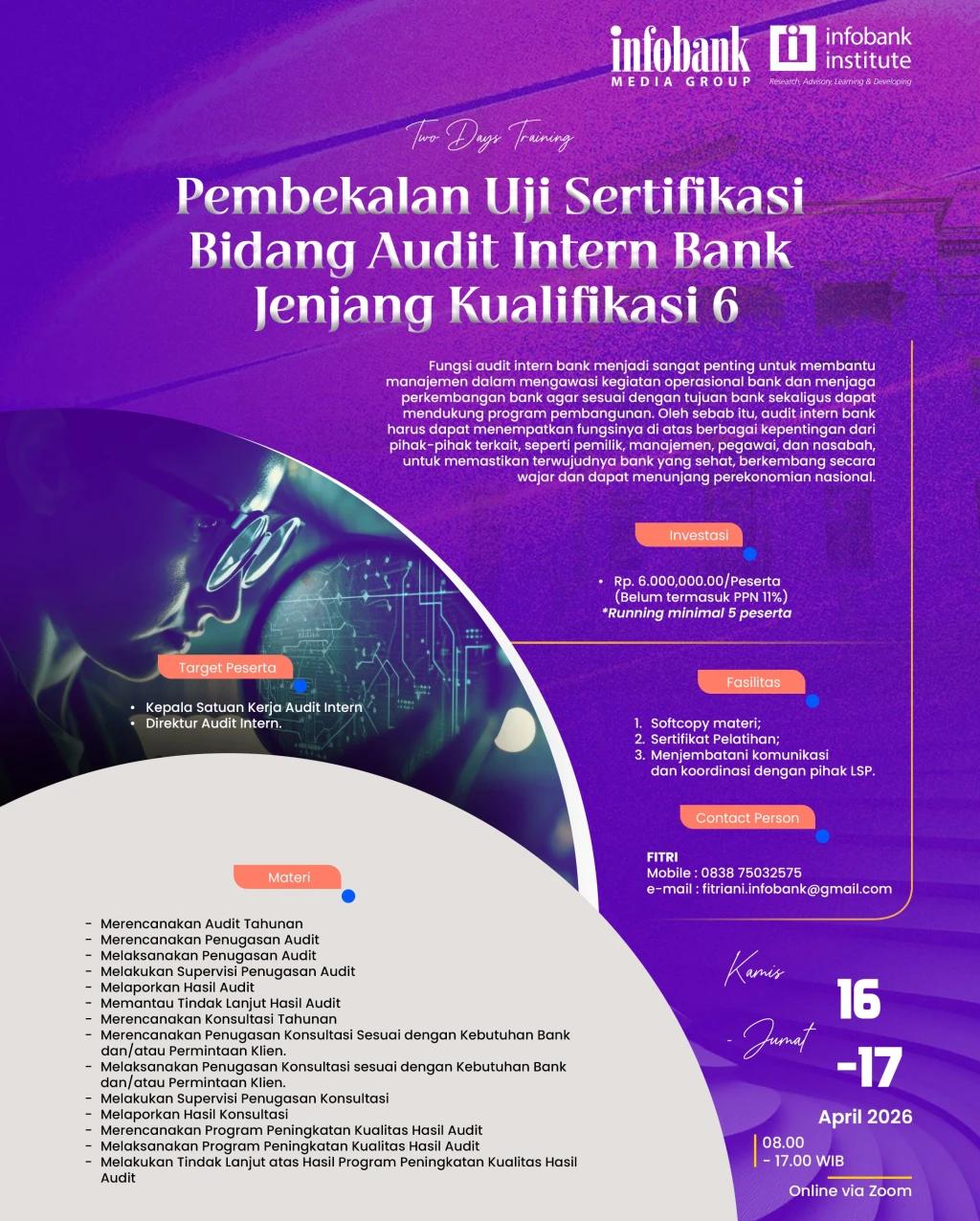 Pembekalan Uji Sertifikasi Bidang Audit Intern Bank Jenjang Kualifikasi 6