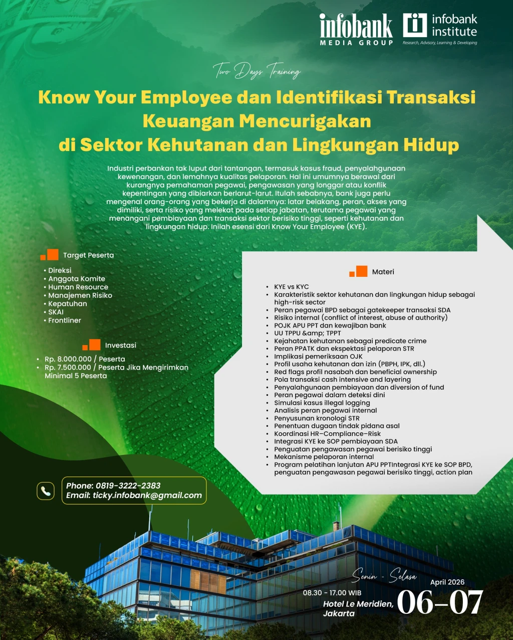 Know Your Employee dan Identifikasi Transaksi Keuangan Mnecurigakan dI Sektor Kehutanan dan Lingkungan Hidup