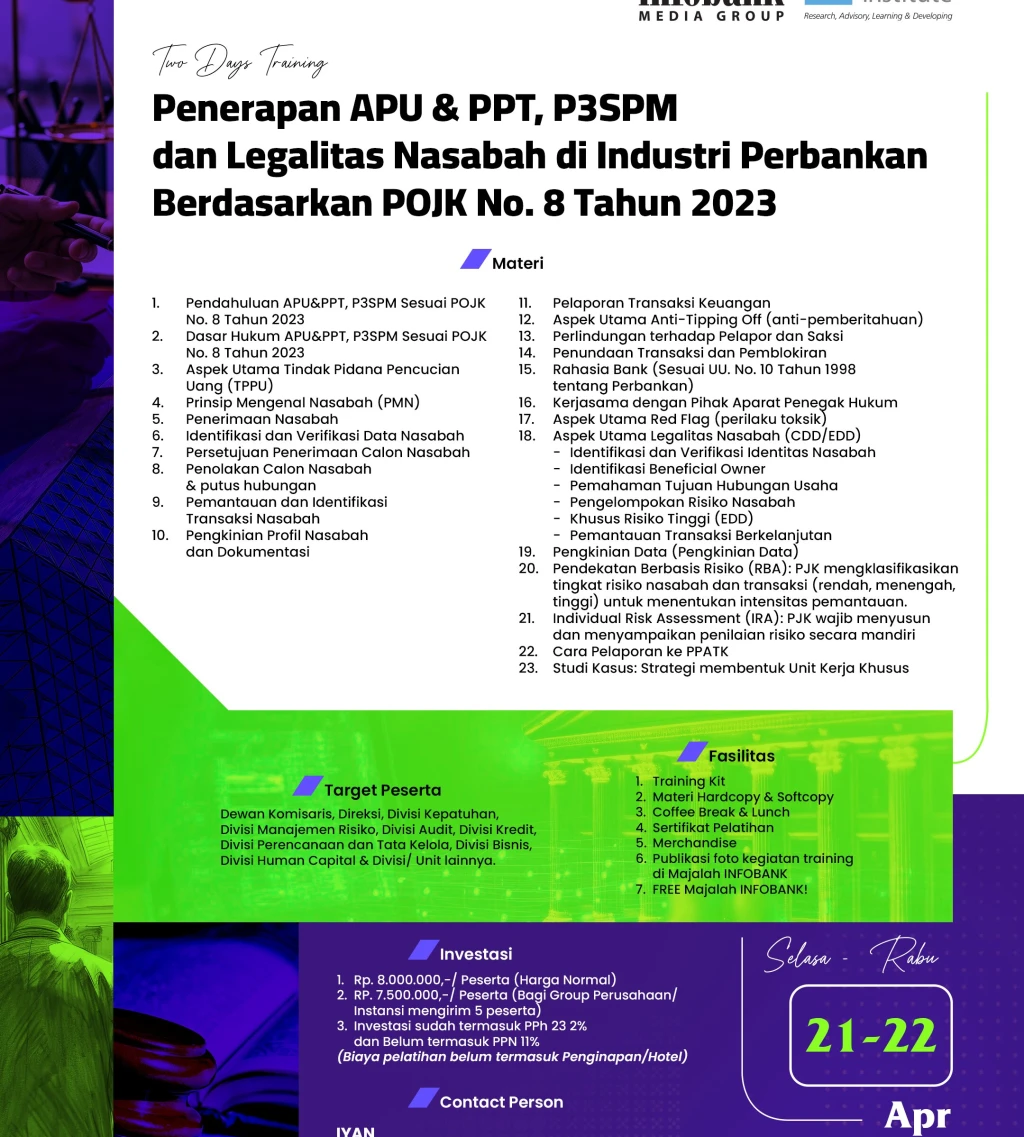 Penerapan APU PPT P3SPM dan Legalitas Nasabah di Industri Perbankan Berdasarkan POJK No8 Tahun 2023