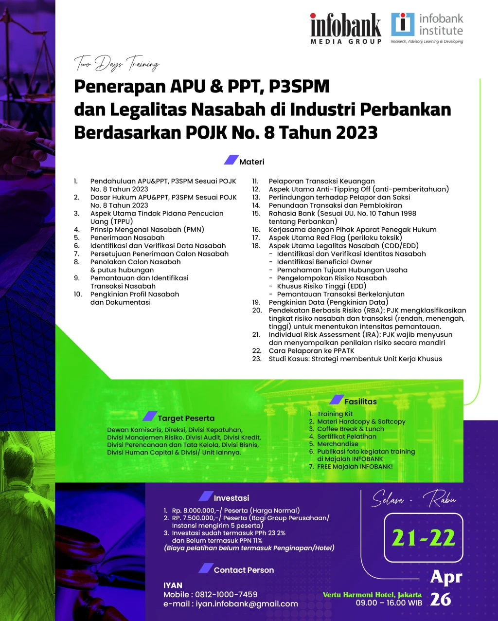 Penerapan APU &PPT, P3SPM dan Legalitas Nasabah di Industri Perbankan Berdasarkan POJK No.8 Tahun 2023