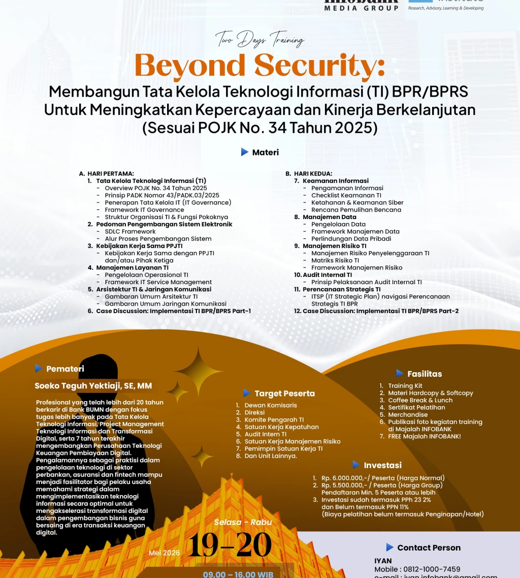 Beyond Security Membangun Tata Kelola Teknologi Informasi TI BPRBPRS Untuk Meningkatkan Kepercayaan dan Kinerja Berkelanjutan Sesuai POJK No 34 TAhun 2025