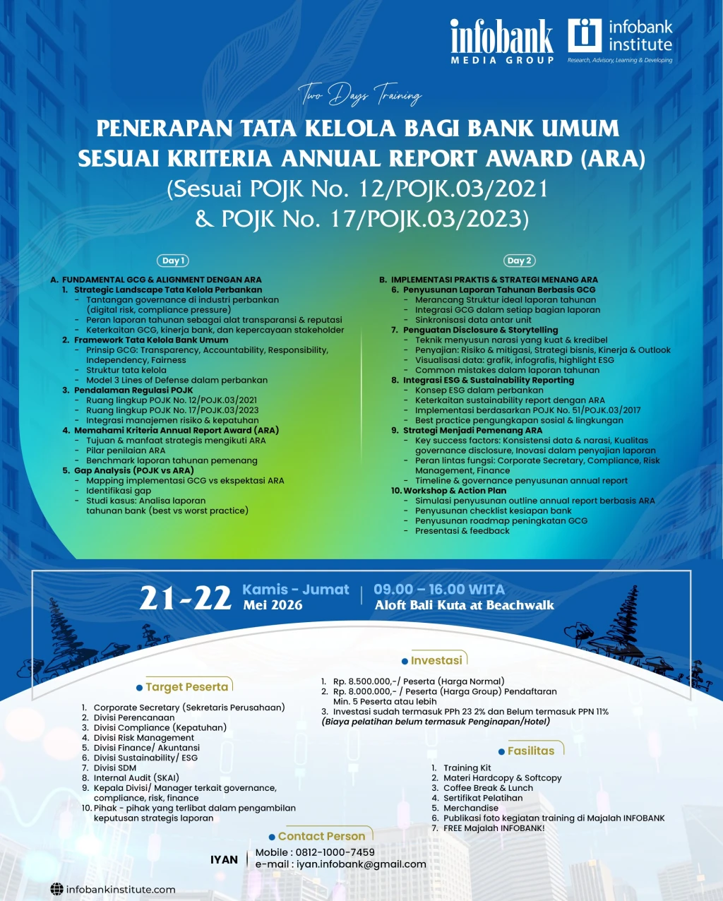 Penerapan Tata Kelola Bagi Bank Umum Sesuai Kriteria Annual Report Award (ARA) Sesuai POJK No. 12/POJK.03/2021 & POJK No. 17/POJK.03/2023)