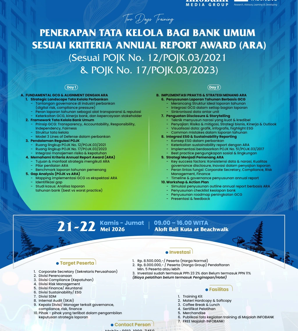 Penerapan Tata Kelola Bagi Bank Umum Sesuai Kriteria Annual Report Award ARA Sesuai POJK No 12POJK032021  POJK No 17POJK032023